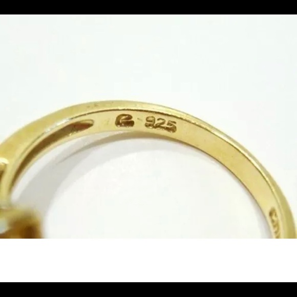 ⭕️Clearance⭕️Macys 18kt Gold ovr Silver Ring Stone - Picture 6 of 7